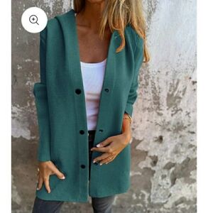 Casual Single-Breasted Hooded Women's Jacket Coat, 3XL